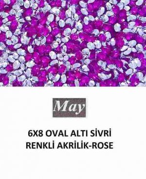 6X8 OVAL ALTI SİVRİ RENKLİ AKRİLİK-ROSE