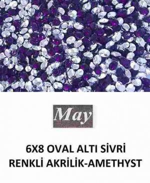 6X8 OVAL ALTI SİVRİ RENKLİ AKRİLİK-AMETHYST