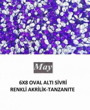 6X8 OVAL ALTI SİVRİ RENKLİ AKRİLİK-TANZANITE