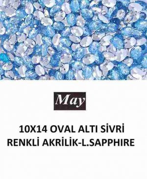 10X14 OVAL ALTI SİVRİ RENKLİ AKRİLİK-LIGHT SAPPHIRE