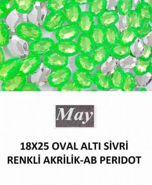 18X25 OVAL ALTI SİVRİ RENKLİ AKRİLİK-AB PERIDOT