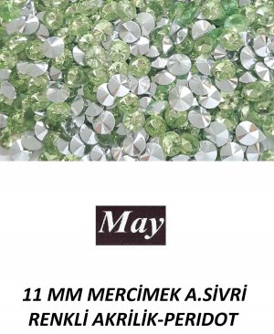 11 MM MERCİMEK ALTI SİVRİ RENKLİ AKRİLİK-PERIDOT