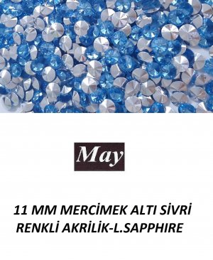 11 MM MERCİMEK ALTI SİVRİ RENKLİ AKRİLİK-LIGHT SAPPHIRE