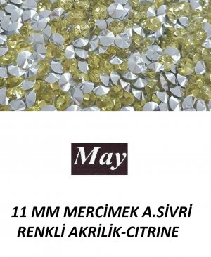 11 MM MERCİMEK ALTI SİVRİ RENKLİ AKRİLİK-CITRINE