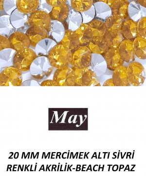 20 MM MERCİMEK ALTI SİVRİ RENKLİ AKRİLİK-BEACH TOPAZ