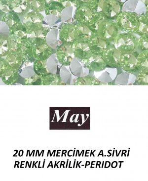 20 MM MERCİMEK ALTI SİVRİ RENKLİ AKRİLİK-PERIDOT