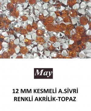 12 MM KESMELİ ALTI SİVRİ RENKLİ AKRİLİK-TOPAZ