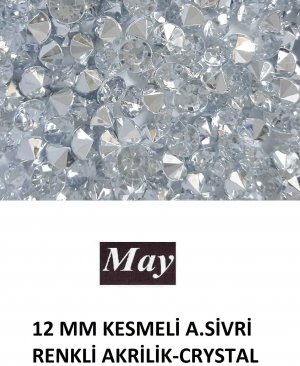 12 MM KESMELİ ALTI SİVRİ RENKLİ AKRİLİK-CRYSTAL