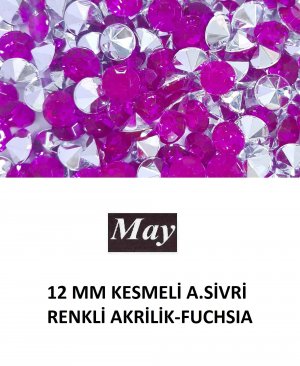 12 MM KESMELİ ALTI SİVRİ RENKLİ AKRİLİK-FUCHSIA