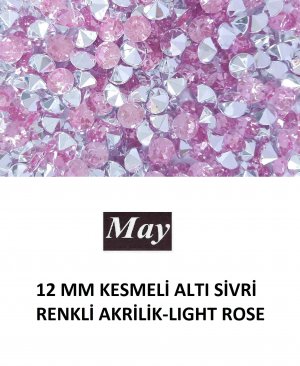 12 MM KESMELİ ALTI SİVRİ RENKLİ AKRİLİK-LIGHT ROSE