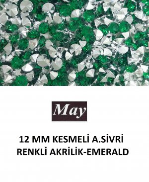 12 MM KESMELİ ALTI SİVRİ RENKLİ AKRİLİK-EMERALD