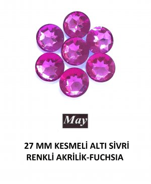 27 MM KESMELİ ALTI SİVRİ RENKLİ AKRİLİK-FUCHSIA