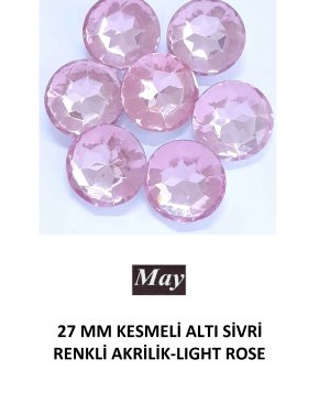 27 MM KESMELİ ALTI SİVRİ RENKLİ AKRİLİK-LIGHT ROSE