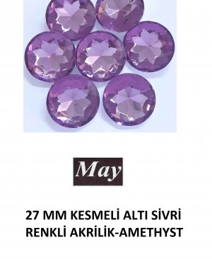 27 MM KESMELİ ALTI SİVRİ RENKLİ AKRİLİK-AMETHYST