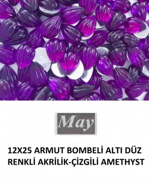 12X25 ARMUT BOMBELİ ALTI DÜZ RENKLİ AKRİLİK-ÇİZGİLİ AMETHYST