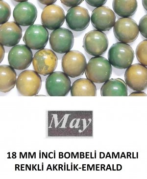 18 MM İNCİ BOMBELİ DAMARLI RENKLİ AKRİLİK-EMERALD