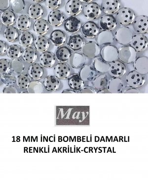 18 MM İNCİ BOMBELİ DAMARLI RENKLİ AKRİLİK-CRYSTAL