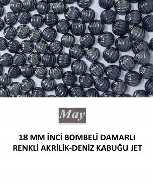 18 MM İNCİ BOMBELİ DAMARLI RENKLİ AKRİLİK-DENİZ KABUĞU JET