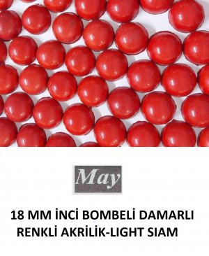 18 MM İNCİ BOMBELİ DAMARLI RENKLİ AKRİLİK-LIGHT SIAM