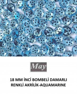 18 MM İNCİ BOMBELİ DAMARLI RENKLİ AKRİLİK-AQUAMARINE