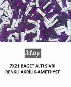 7X21 BAGET ALTI SİVRİ RENKLİ AKRİLİK-AMETHYST