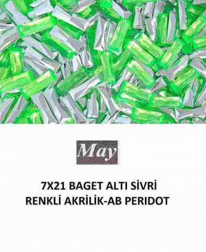 7X21 BAGET ALTI SİVRİ RENKLİ AKRİLİK-AB PERIDOT
