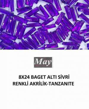 8X24 BAGET ALTI SİVRİ RENKLİ AKRİLİK-TANZANITE