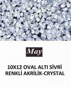 10X12 OVAL ALTI SİVRİ RENKLİ AKRİLİK-CRYSTAL