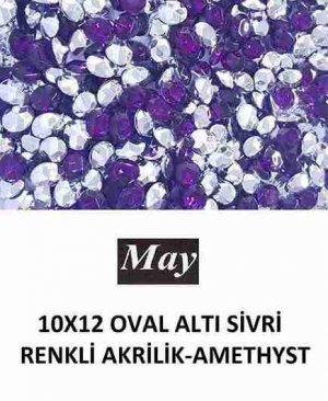 10X12 OVAL ALTI SİVRİ RENKLİ AKRİLİK-AMETHYST