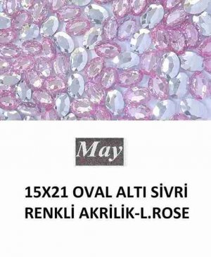 15X21 OVAL ALTI SİVRİ RENKLİ AKRİLİK-LIGHT ROSE