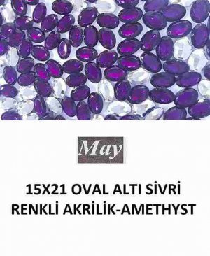 15X21 OVAL ALTI SİVRİ RENKLİ AKRİLİK-AMETHYST