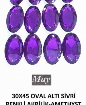 30X45 OVAL ALTI SİVRİ RENKLİ AKRİLİK-AMETHYST