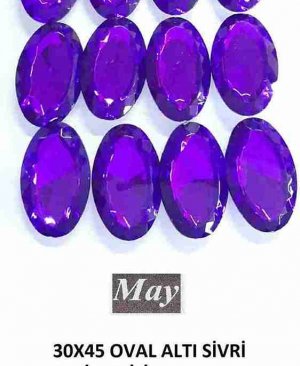 30X45 OVAL ALTI SİVRİ RENKLİ AKRİLİK-TANZANITE