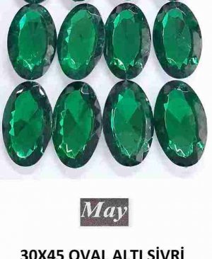 30X45 OVAL ALTI SİVRİ RENKLİ AKRİLİK-EMERALD