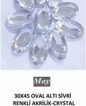 30X45 OVAL ALTI SİVRİ RENKLİ AKRİLİK-CRYSTAL