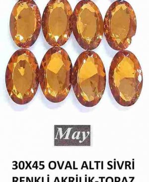 30X45 OVAL ALTI SİVRİ RENKLİ AKRİLİK-TOPAZ