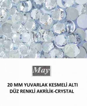 20 MM YUVARLAK KESMELİ ALTI DÜZ RENKLİ AKRİLİK-CRYSTAL