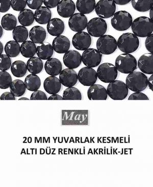 20 MM YUVARLAK KESMELİ ALTI DÜZ RENKLİ AKRİLİK-JET