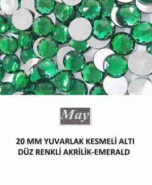 20 MM YUVARLAK KESMELİ ALTI DÜZ RENKLİ AKRİLİK-EMERALD