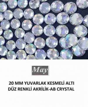 20 MM YUVARLAK KESMELİ ALTI DÜZ RENKLİ AKRİLİK-AB CRYSTAL