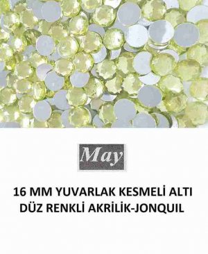 16 MM YUVARLAK KESMELİ ALTI DÜZ RENKLİ AKRİLİK-JONQUIL