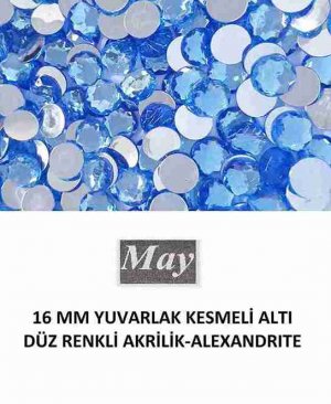 16 MM YUVARLAK KESMELİ ALTI DÜZ RENKLİ AKRİLİK-ALEXANDRITE