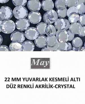 22 MM YUVARLAK KESMELİ ALTI DÜZ RENKLİ AKRİLİK-CRYSTAL
