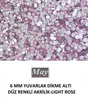 6 MM YUVARLAK DİKME ALTI DÜZ RENKLİ AKRİLİK-LIGHT ROSE
