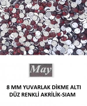 8 MM YUVARLAK DİKME ALTI DÜZ RENKLİ AKRİLİK-SIAM
