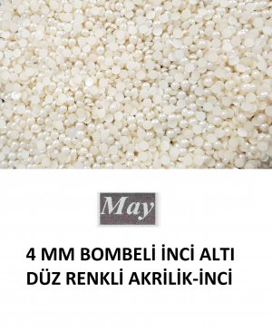 4 MM BOMBELİ İNCİ ALTI DÜZ RENKLİ AKRİLİK-İNCİ