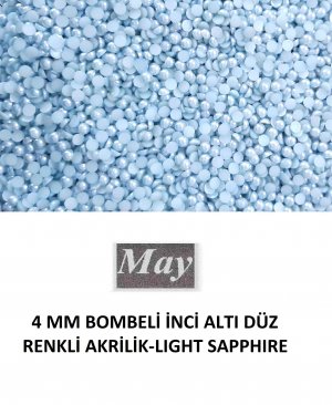 4 MM BOMBELİ İNCİ ALTI DÜZ RENKLİ AKRİLİK-LIGHT SAPPHIRE