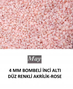 4 MM BOMBELİ İNCİ ALTI DÜZ RENKLİ AKRİLİK-ROSE