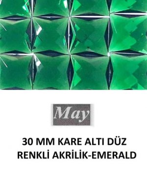 30 MM KARE ALTI DÜZ RENKLİ AKRİLİK-EMERALD