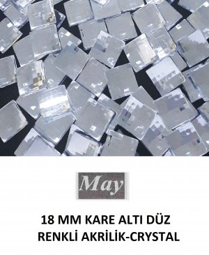 18 MM KARE ALTI DÜZ RENKLİ AKRİLİK-CRYSTAL